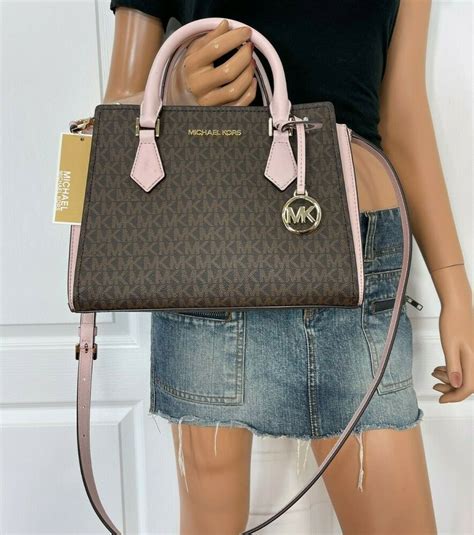 michael kors pink and brown crossbody